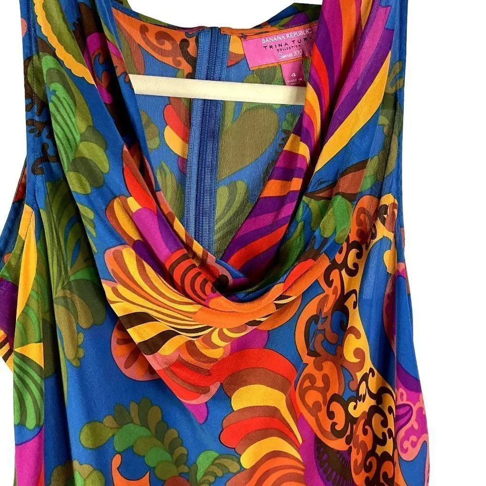 Banana Republic Trina Turk Collection 100% silk, cowl neck top, size 4 - Picture 3 of 11